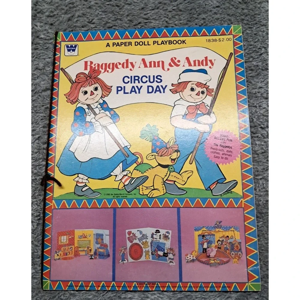 Vintage Whitman Raggedy Ann & Andy Circus Play Day Paper Dolls & Coloring Books - Picture 8 of 13